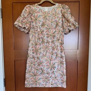 NWOT Willa Story Sequin Flower Dress, XS, Pink, Green, White